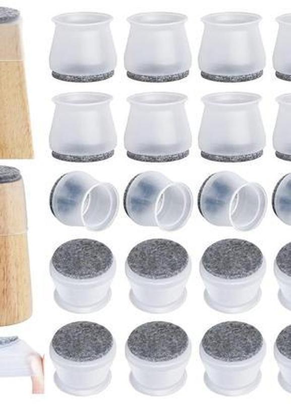 Şeffaf Silikon Sandalye Ayağı Koruyucu | Keçeli Kaydırmaz Zemin Koruyucu | Mobilya Ayak Kılıfı 28MM -35 mm