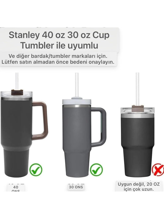 30 cm Tritan Pipet Seti + Fırça | Stanley Quencher Uyumlu | Bpa Free, Yeniden Kullanılabilir, Dayanıklı Içme Pipeti